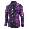 Chemise Boutonnée Galaxue Etoile Imprimées à Manches Longues - multicolor A XL