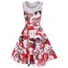 Robe Ligne A à Imprimé Chat en Dentelle Insérée - multicolor A 2XL