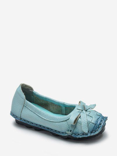 Chaussures Plates Tressées à Bout Rond avec Nœud Papillon - Bleu EU 40