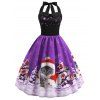 Robe Soirée de Noël Plissée Chat à Col Halter - Pourpre M