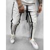 Pantalon de Sport Contrasté Rayé à Ourlet Zip à Cordon - Blanc M
