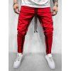 Pantalon de Sport Contrasté Rayé à Ourlet Zip à Cordon - Rouge XS