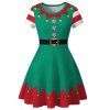 Christmas 3D Print Knee Length Dress - multicolor C S
