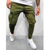 Pantalon de Jogging de Sport Zip Latérale en Couleur Unie à Cordon - Vert Armée M