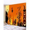 Tapisserie d'Halloween Motif de Citrouille de Chauve-souris et de Sorcière - multicolor F W91 X L71 INCH