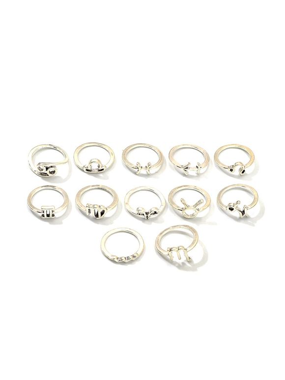 Ensemble de Bague Etoile Simple Horoscope 12 Pièces - Argent 