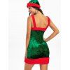 Faux Fur Christmas Cosplay Santa Claus Dress With Hat - CLOVER GREEN M