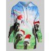 Kangourou Noël Pocket imprimé Sweat à capuche avec cordon de serrage - multicolor D 3XL