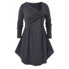 T-shirt Côtelé Tordu en Avant de Grande Taille - Gris Foncé 5X