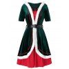 Plus Size Noël à capuchon Velvet Dress Belted Overlap - multicolor 3X