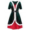 Plus Size Noël à capuchon Velvet Dress Belted Overlap - multicolor 5X