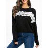 Guipure Lace Drop Shoulder Jumper Sweater - BLACK S