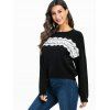 Guipure Lace Drop Shoulder Jumper Sweater - BLACK S