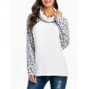 Léopard raglanmouw Sweat-shirt à col bénitier - Blanc XL