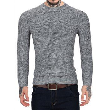 

Brief Style Round Neck Sweater, Gray