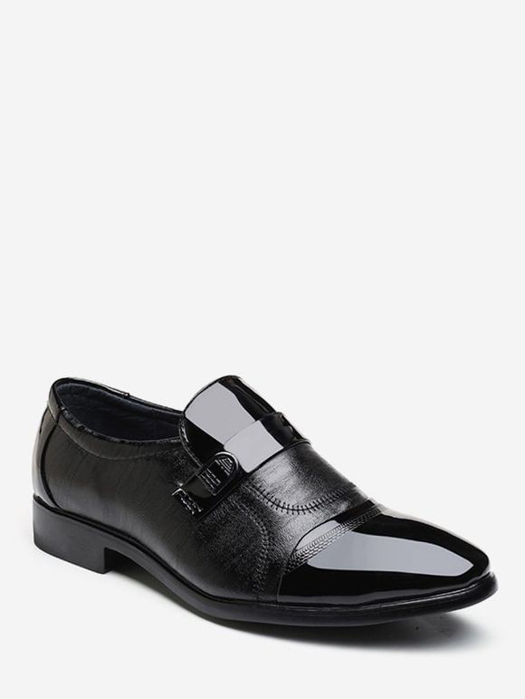Chaussures de Business Panneau en Cuir Verni à Bout Pointu - Noir EU 44