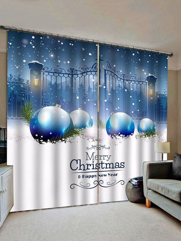Rideaux de Fenêtre de Noël Boule Imprimée 2 Panneaux - multicolor W28 X L39 INCH X 2PCS