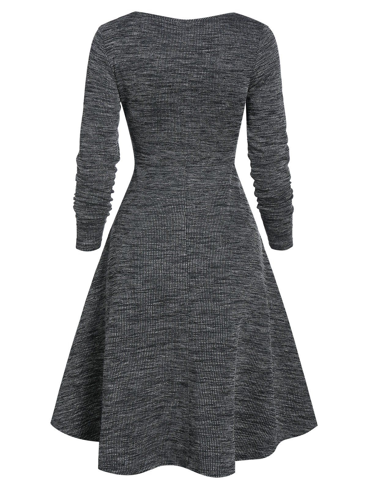 28 Off 2020 V Neck Heathered Crossover High Low Dress In Dark