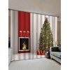 Rideaux de Fenêtre de Noël Sapin et Cheminée Imprimés 2 Panneaux - multicolor W30 X L65 INCH X 2PCS