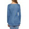 V Neck Lace Hem Longline Knitwear - BLUE S