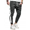 Pantalon de Sport de Jogging Zippé à Ourlet Contrasté avec Poche - Gris Foncé XL