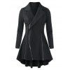 Plus Size Solid Zippered Tunic Coat - BLACK L