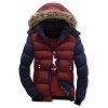 Manteau à Capuche Zippé Fourré Bicolore - Rouge Vineux XL