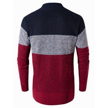 

Colorblocking Panel Zip Up Fleece Cardigan, Red wine