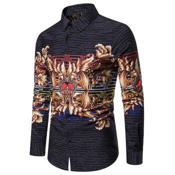 

Crown Luxury Print Long Sleeves Shirt, Black