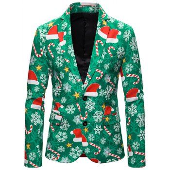 

Christmas Hat Snowflake Single Breasted Casual Blazer, Multicolor