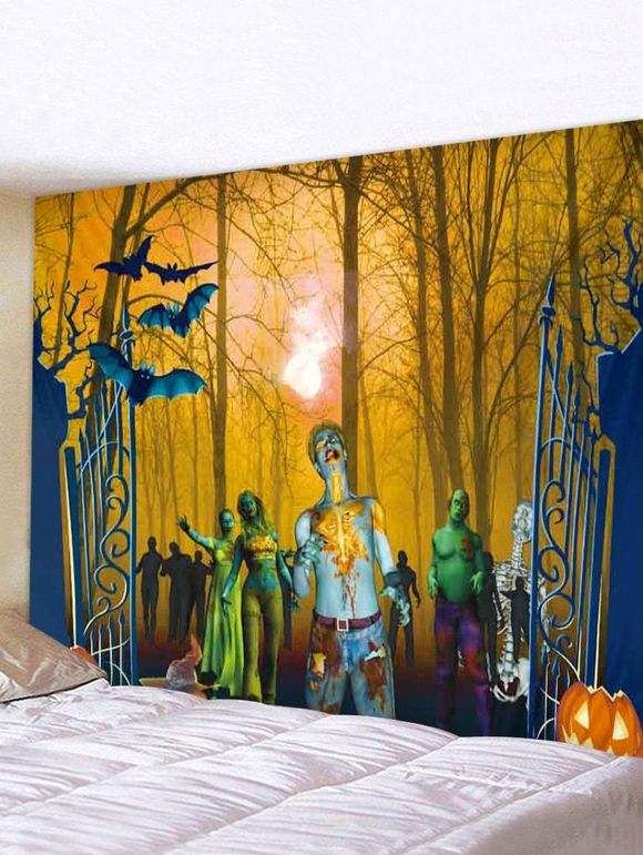 Tapisserie Murale Pendante Art Décoration d'Halloween Zombie Imprimé - multicolor A W71 X L71 INCH