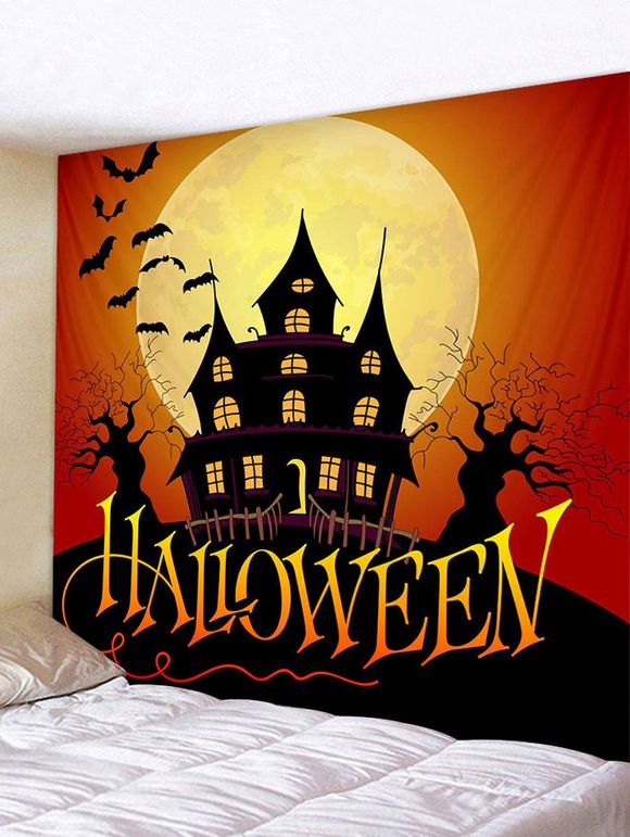 Tapisserie Art Décoration d'Halloween Chauve-souris et Caractère Imprimés - multicolor W91 X L71 INCH