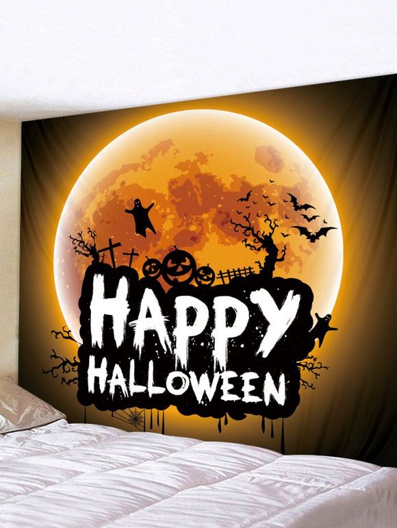 Tapisserie d'Halloween Imperméable Lune Numérique Imprimée - multicolor W59 X L51 INCH