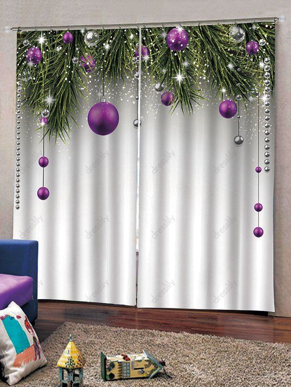 [41% OFF] 2020 2 Panels Christmas Balls Tree Branch Print Window ...