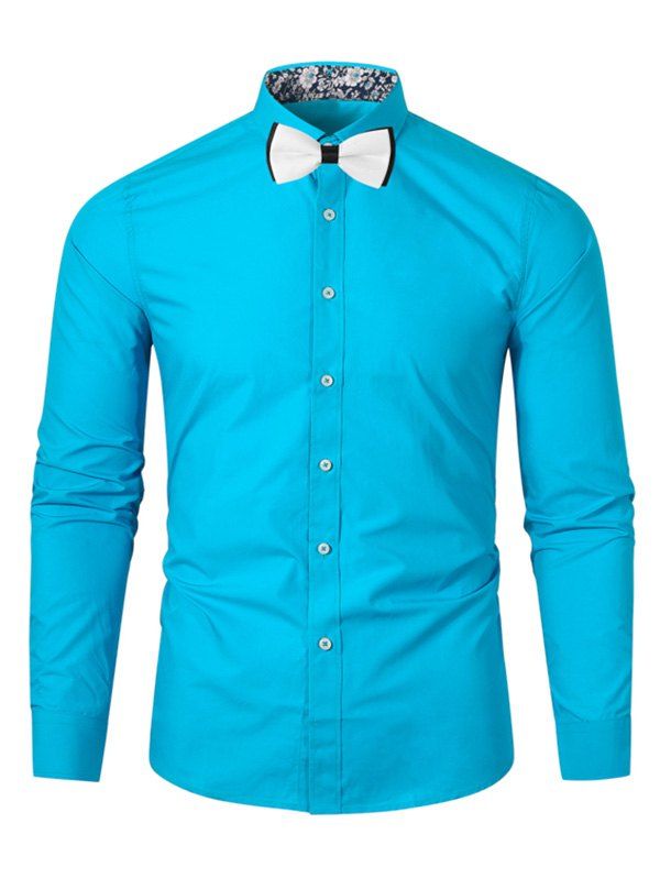 

Long-sleeved Floral Printed Button Up Shirt, Blue