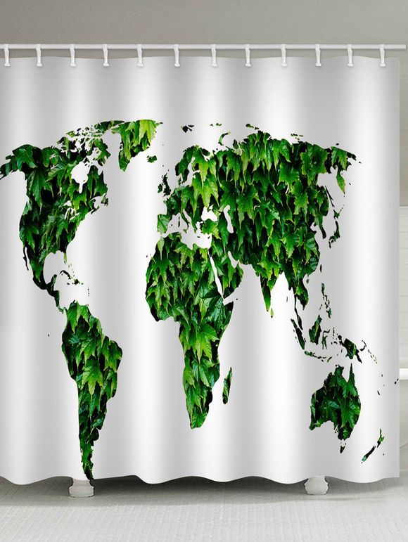 Rideau de Douche Imperméable Feuille et Carte du Monde Imprimés Pour Salle de bain - multicolor B 180*200CM