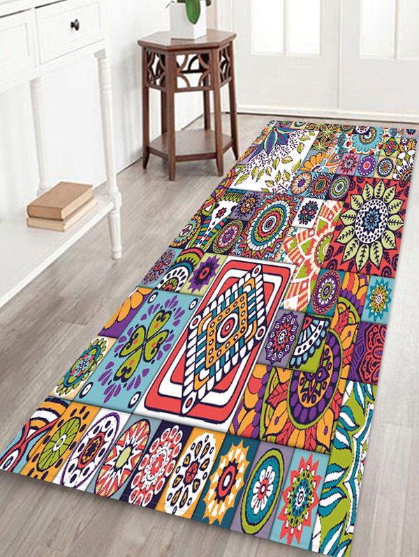 

Bohemia Style Geometric Print Flannel Floor Mat, Firebrick