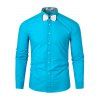 Chemise Fleurie Boutonnée Imprimée à Manches Longues - Bleu L