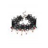 Collier Ras-du-Cou d'Halloween Fleuri Perlé en Dentelle à Frange - Noir 