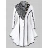 Manteau Ourlet Contrasté à Simple Boutonnage de Grande Taille avec Echarpe - Blanc L