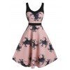 Robe Vintage Ligne A Fleur Imprimée Sans Manches - Rose 2XL