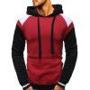 Sweat à Capuche Contrasté avec Poche Kangourou à Manches Raglan en Laine - Rouge S
