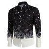 Chemise de Noël Boutonnée Flocon de Neige Imprimé à Manches Longues - Noir M