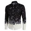 Chemise de Noël Boutonnée Flocon de Neige Imprimé à Manches Longues - Noir XL