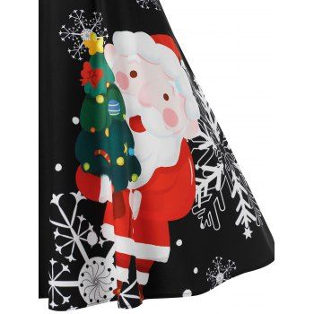 

Plus Size Off The Shoulder A Line Christmas Printed Dress, Black
