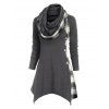 T-shirt Mouchoir Boutonné à Carreaux à Col Montant Convertible - Gris XL