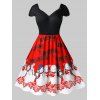 Robe de Noël Vintage Note de Musique et Bonhomme de Neige Imprimés Grande Taille - multicolor 2X