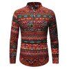 Chemise Ethnique Motif Géométrique à Col Debout - multicolor A 2XL