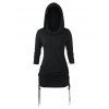 T-shirt Tunique à Capuche Grande Taille à Lacets - Noir L