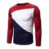 T-shirt Décontracté en Blocs de Couleurs à Manches Longues - Brique Réfractaire 3XL